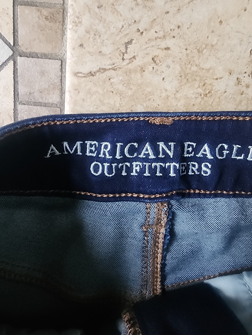 American Eagle Outfitters Dark Blue Denim Cutoff Shorts - Picture 2 of 4